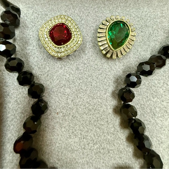 Heidi Daus “Enchante” Beaded Crystal Magnetic Necklace 3 Pendants - Picture 7 of 8